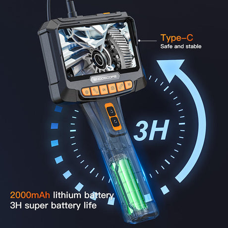 Vividia BD-8050R Dual Camera Rotational Head Borescope with 8mm / 0.32" Probe 5 Meter / 16ft Long and 4.5" LCD Monitor