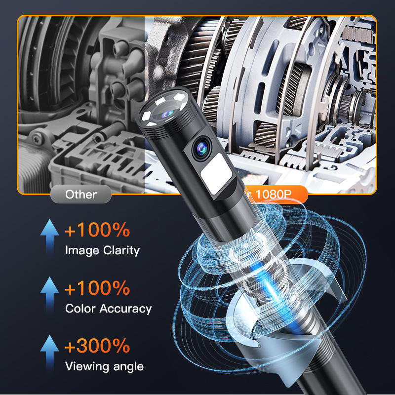 Vividia BD-8050R Dual Camera Rotational Head Borescope with 8mm / 0.32" Probe 5 Meter / 16ft Long and 4.5" LCD Monitor