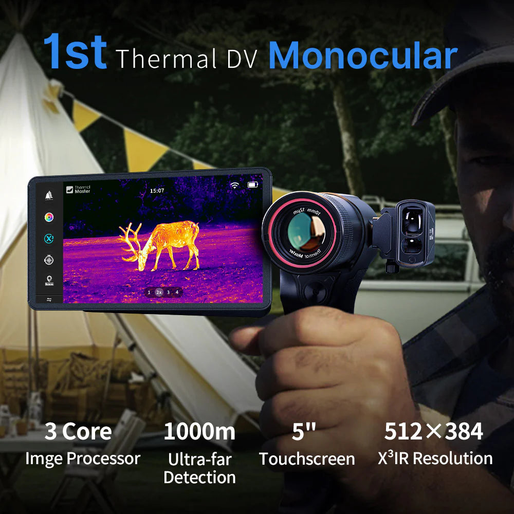 DV2 Handheld Thermal Monocular Camera 5" Touchscreen 1100 Yard Detection with X³ to 512*384 IR resolution