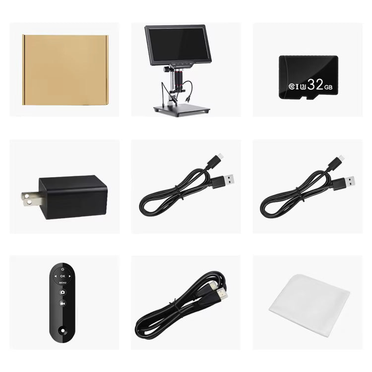 Vividia HM-4103D Digital Microscope with 10" 1080p LCD Screen, Manual Focus, 2D / 3D modes, 350x Magnification, 4MP Image Sensor, HDMI/USB Output