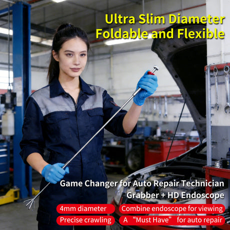 Vividia GS-4110 Slim 4.1mm Diameter Bendable 4-Claw Grabber Retrieval Tool with Flexible 1m Long Probe