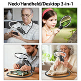 ViSee LM-130C Handfree LED Lighted Magnifeir 2x to 5x Three-in-One Gooseneck