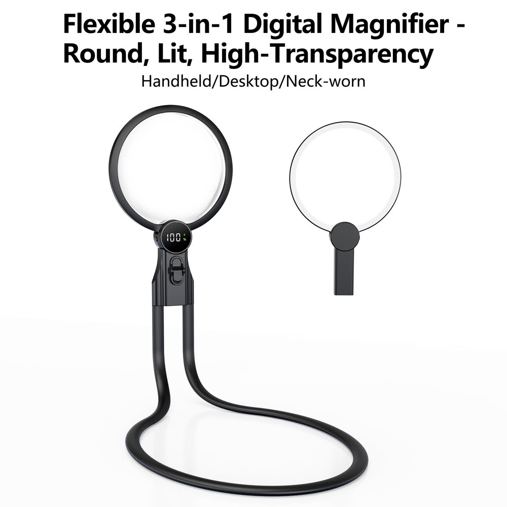 ViSee LM-130C Handfree LED Lighted Magnifeir 2x to 5x Three-in-One Gooseneck