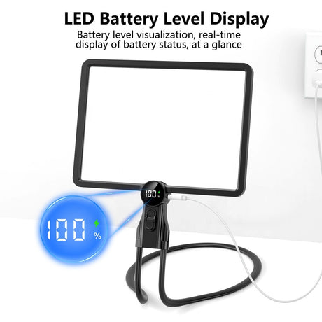 ViSee LM-170R LED Lighted Magnifier 2x to 5x Gooseneck Support Rectangular Lens Handsfree