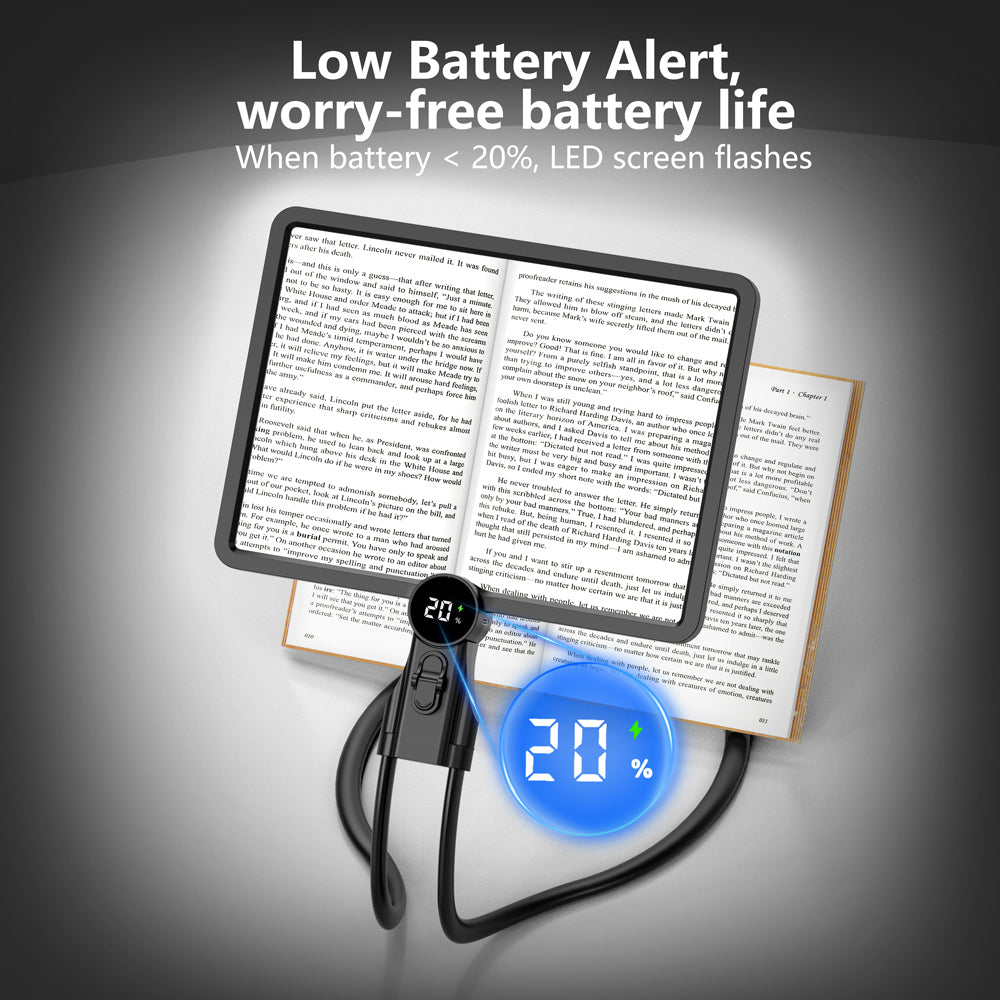 ViSee LM-170R LED Lighted Magnifier 2x to 5x Gooseneck Support Rectangular Lens Handsfree