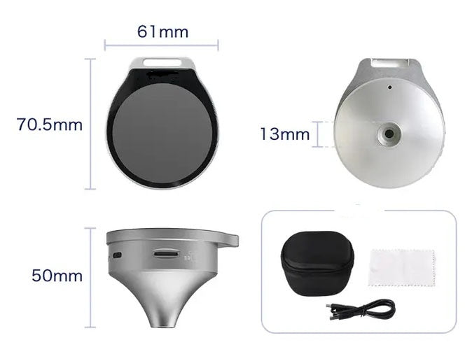 Vividia MM-210 Mini Metal Portable Pocket Funnel Shape Microscope Magnifier 2.1" Round LCD Screen 7x 12x and 19x Magnification