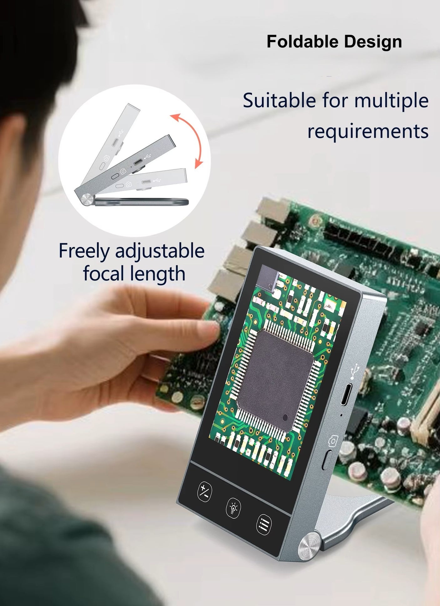 Vividia MM-350 Portable Fordable Magnifier Microscope 3.5" Monitor Max. 50x Magnificaiton