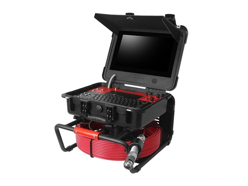 Vividia VS-33PT50 Portable Push-Rod Pan Tilt HD Pipe Inspection Camera 33mm 1.3" Diameter Camera Head 512Hz Built-in Sonde 50m / 164ft Cable