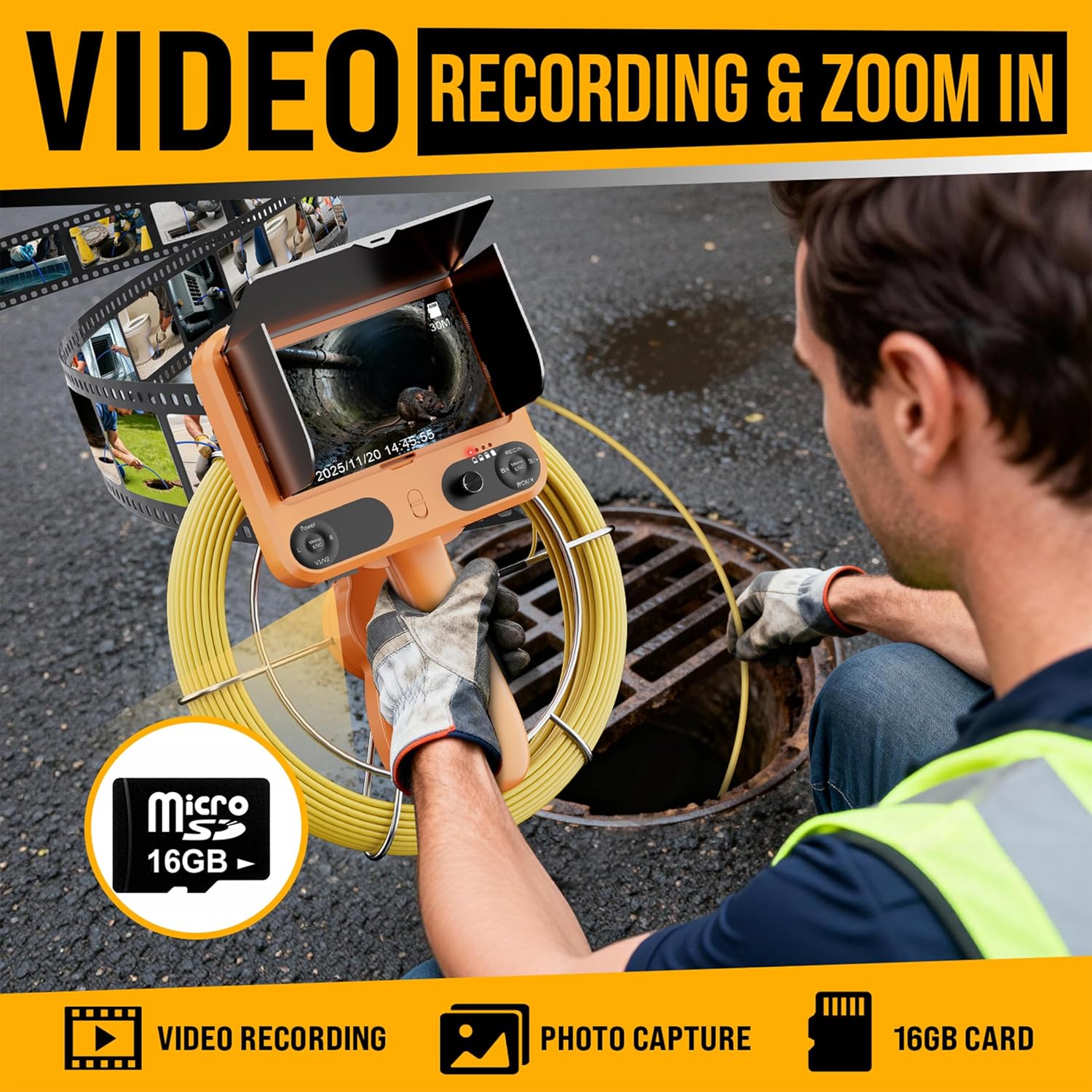 Vividia VS-12330RD Rotational Dual-Camera Pipe Inspection Camera
