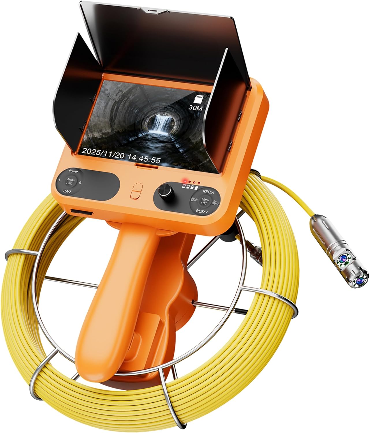 Vividia VS-12330RD Rotational Dual-Camera Pipe Inspection Camera 100ft Cable 7" Monitor