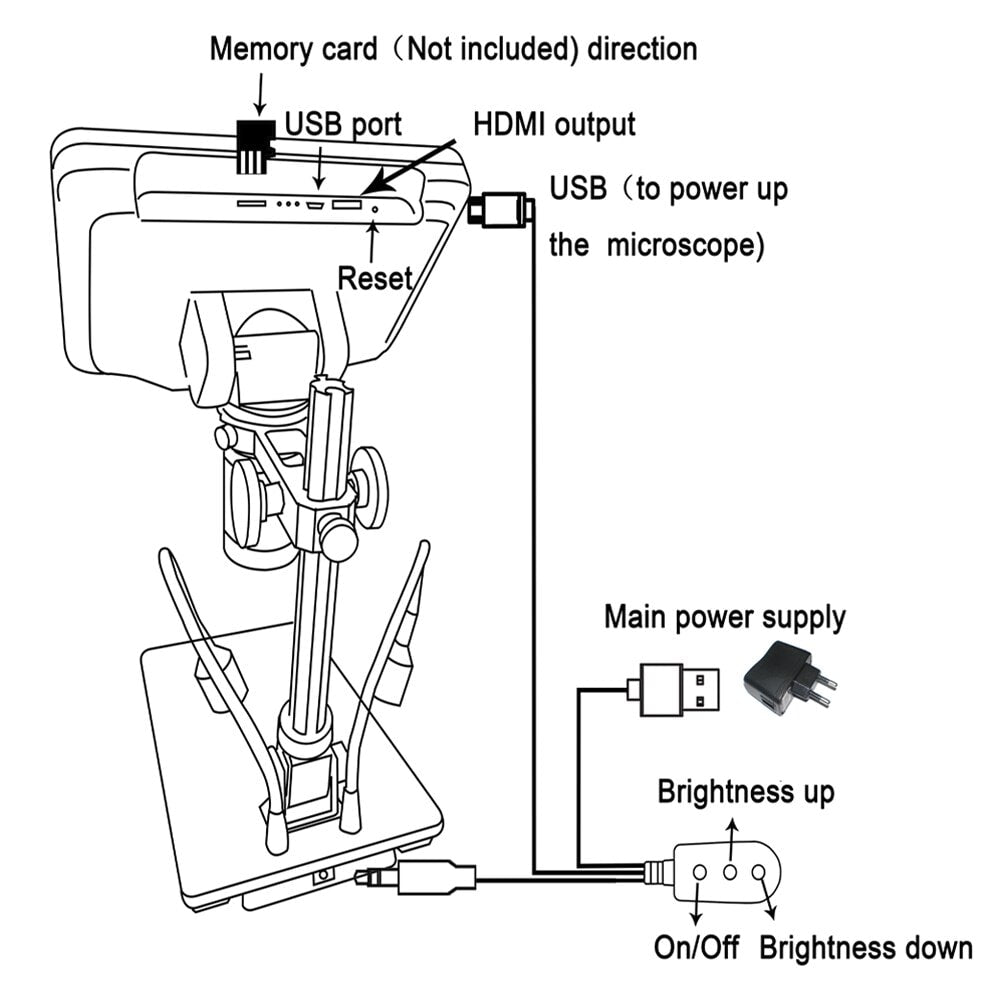 Vividia HDMI/LCD microscope HM407 with 7 inch LCD screen, HDMI output
