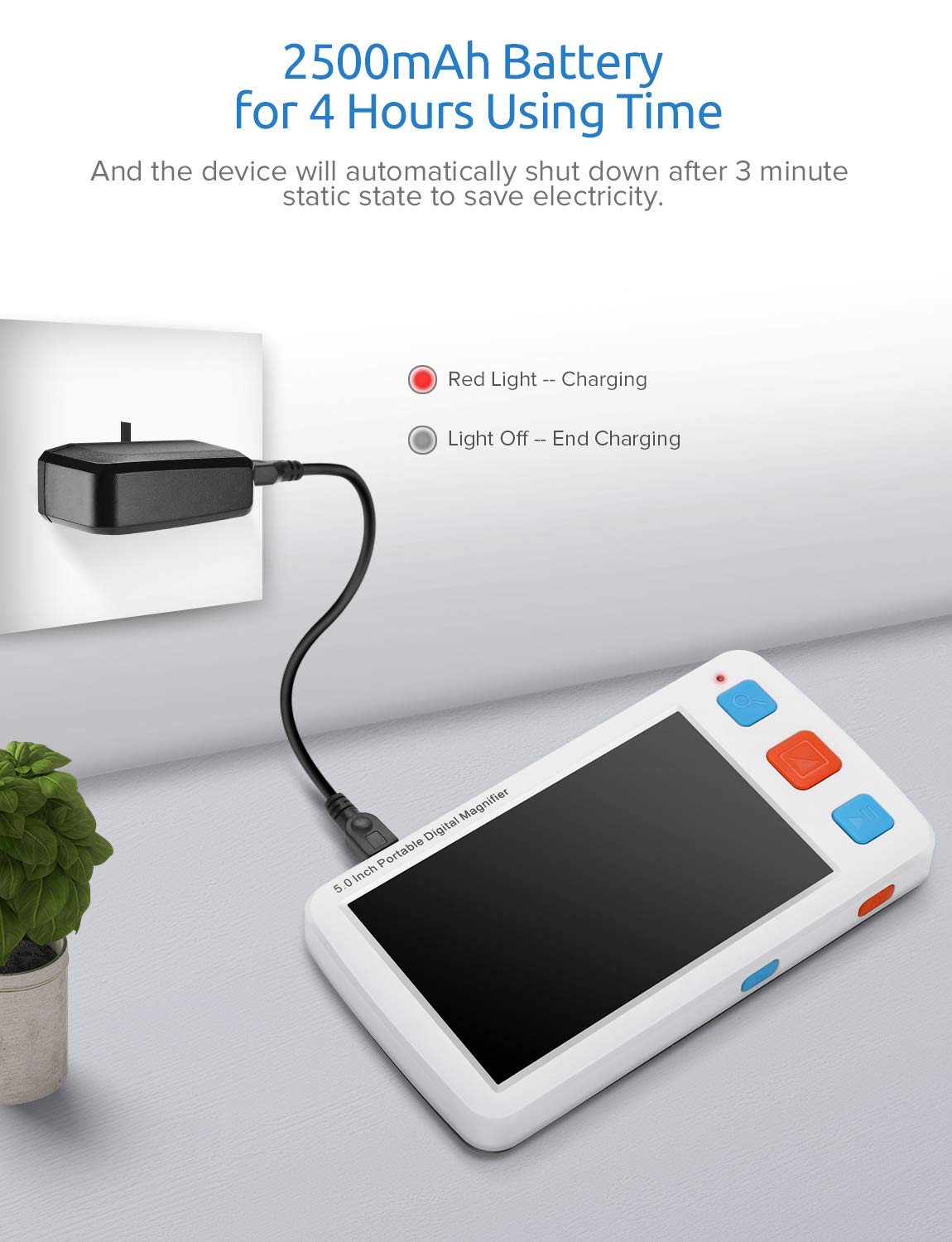 ViSee LVM-530 Portable Electronic Video Magnifier Reading Aide for Low Vision with 5.0 Inch Monitor and 17 Color Modes