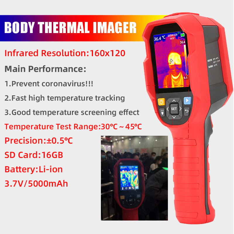 Vividia 220K Body Temperature Fever Detection Thermal Imaging Camera 30°C - 45°C (86°F - 113°F) with Resolution 200x150 and 2.8" LCD Screen and Real-Time PC Streaming and High Temperature Alarm