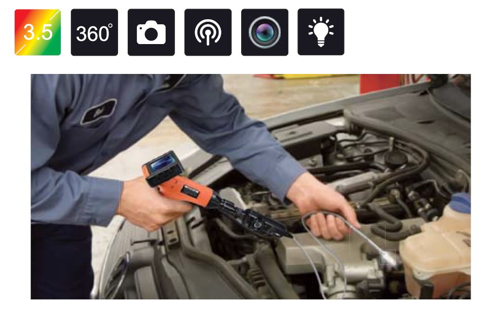 Vividia VA-250 Two-Way Articulating Borescope Videoscope Inspection Camera with 6.0mm Diameter 1 Meter Probe and 3.5" LCD Wireless Monitor