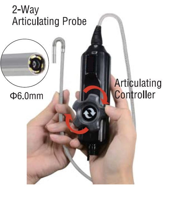 Vividia VA-250 Two-Way Articulating Borescope Videoscope Inspection Camera with 6.0mm Diameter 1 Meter Probe and 3.5" LCD Wireless Monitor