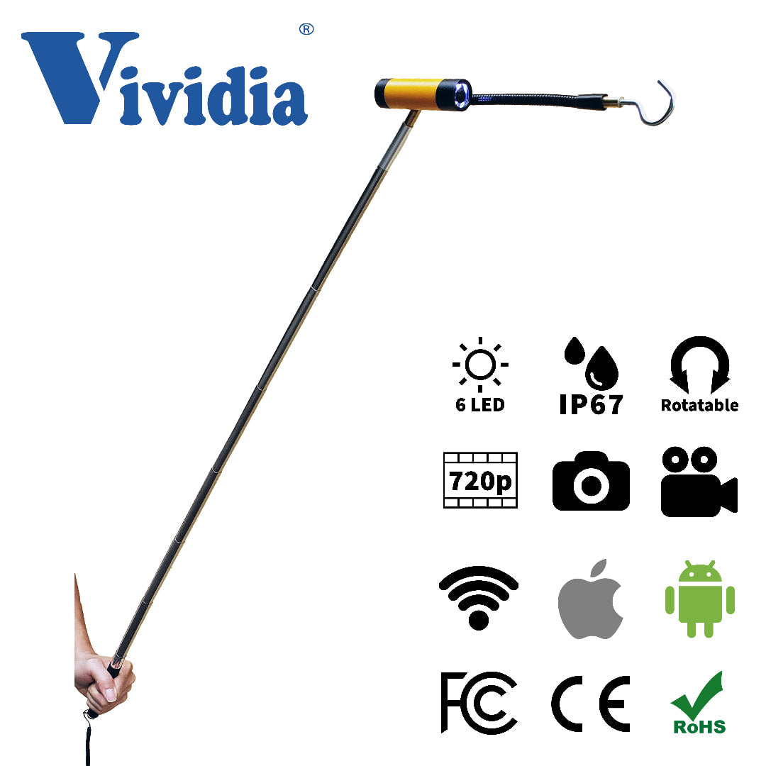 Vividia TVS-100 telescopic pole wireless wifi inspection camera 1