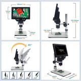 Vividia G-1200 LCD/USB Digital Manual Focus Microscope with 7" LCD Screen 12MP Resolution 300x Magnification