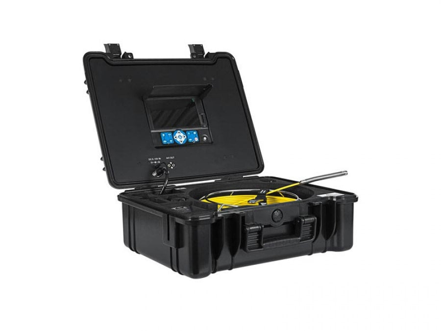 Vividia VS-719 All-in-One Pipe Sewer Drain Tube Video Inspection Camera with 7" Portable Screen 5.2mm Diameter 40m Long Push-Rod Cable and 23mm Diameter Camera and On-Screen Meter Counter