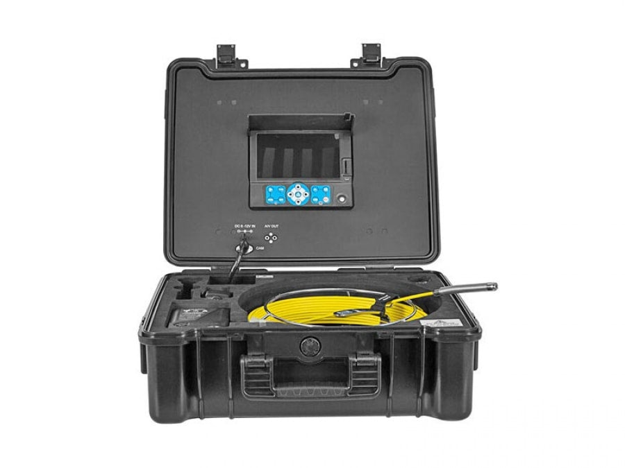 Vividia VS-719 All-in-One Pipe Sewer Drain Tube Video Inspection Camera with 7" Portable Screen 5.2mm Diameter 40m Long Push-Rod Cable and 23mm Diameter Camera and On-Screen Meter Counter