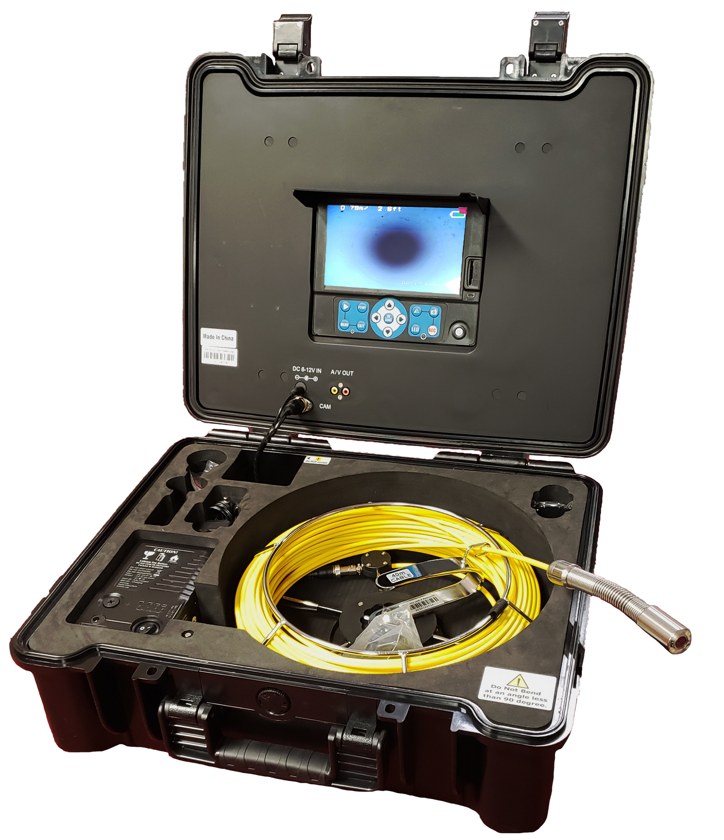 Vividia VS-719 All-in-One Pipe Sewer Drain Tube Video Inspection Camera with 7" Portable Screen 5.2mm Diameter 40m Long Push-Rod Cable and 23mm Diameter Camera and On-Screen Meter Counter