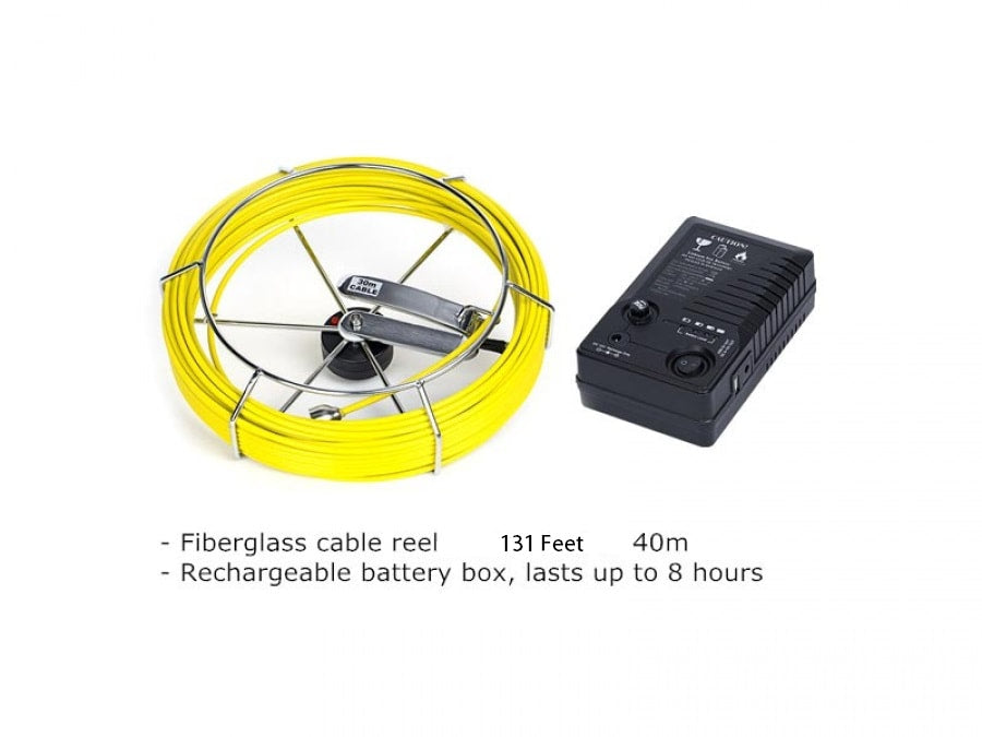 Vividia VS-719 All-in-One Pipe Sewer Drain Tube Video Inspection Camera with 7" Portable Screen 5.2mm Diameter 40m Long Push-Rod Cable and 23mm Diameter Camera and On-Screen Meter Counter
