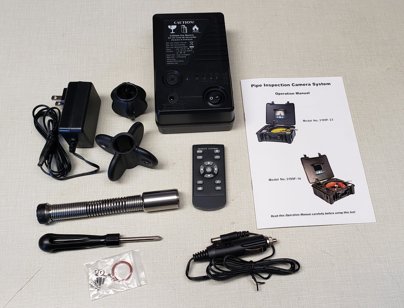Vividia VS-719 All-in-One Pipe Sewer Drain Tube Video Inspection Camera with 7" Portable Screen 5.2mm Diameter 40m Long Push-Rod Cable and 23mm Diameter Camera and On-Screen Meter Counter