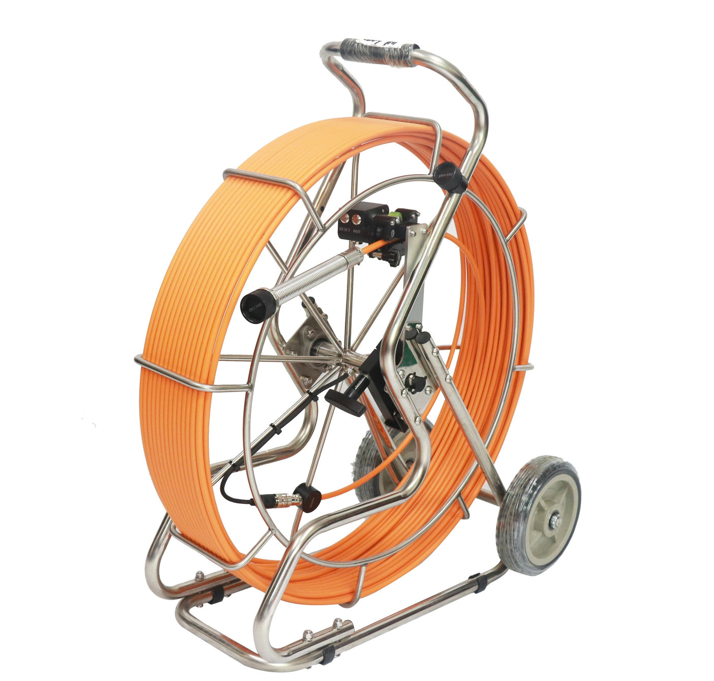 Vividia VS-729 All-in-One Sewer Drain Pipe Video Inspection Camera with 8" Portable Screen and 9mm Diameter Push-Rod and 40mm Diameter Waterproof Self-Leveling Camera and Built-in 512Hz Sonde