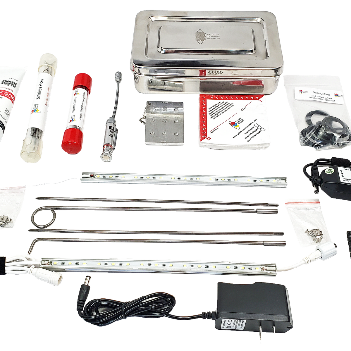 Deluxe inspection tools kit for scuba gas tank and other high pressure ...