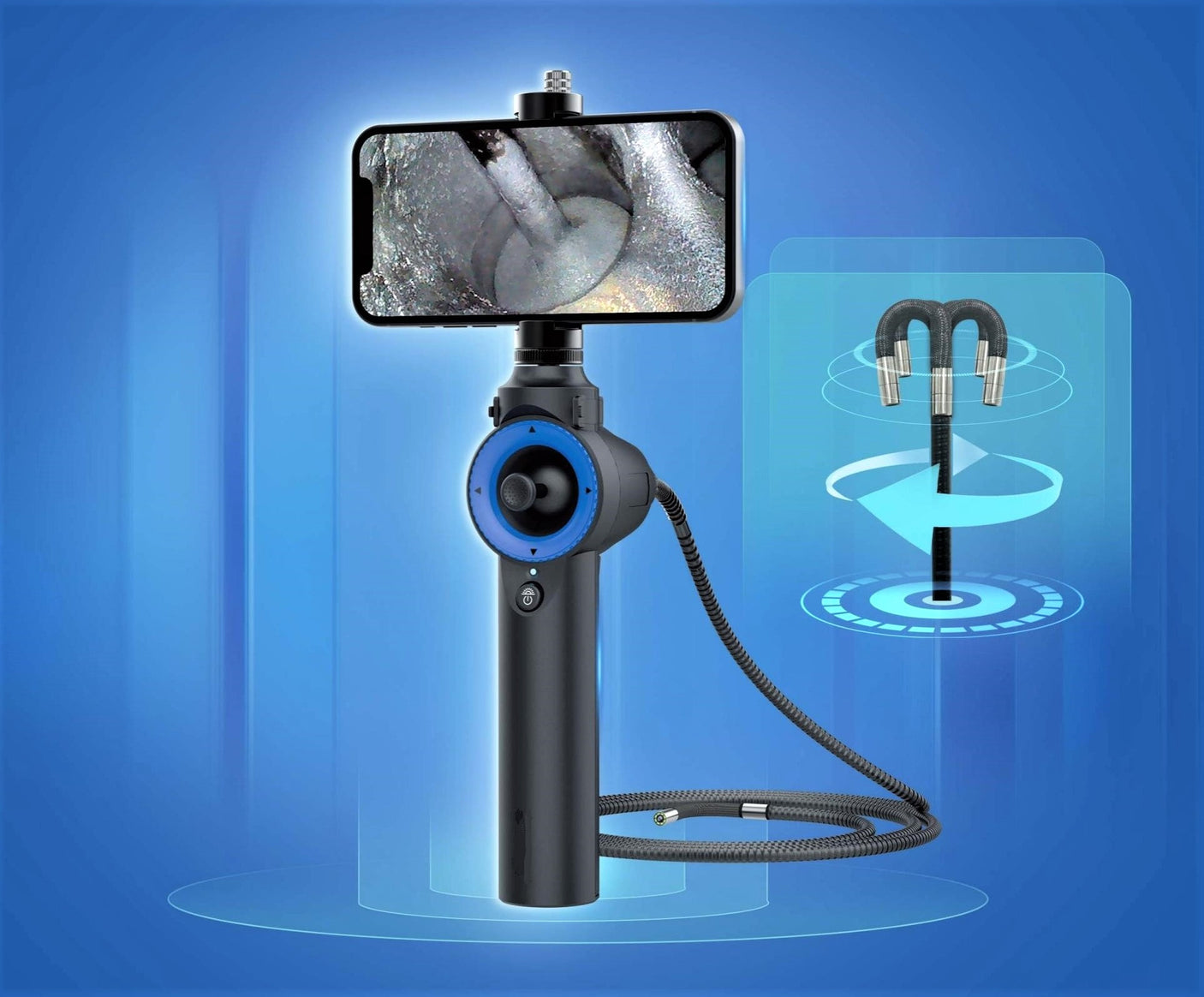 Vividia ME-910i Semi-rigid Gooseneck Joystick Articulating 1280x720 HD USB Inspection Camera Borescope Videoscope with 8.5mm (0.33") Diameter 0.74m (2.4ft) Long for iPhone iPad and Android Devices