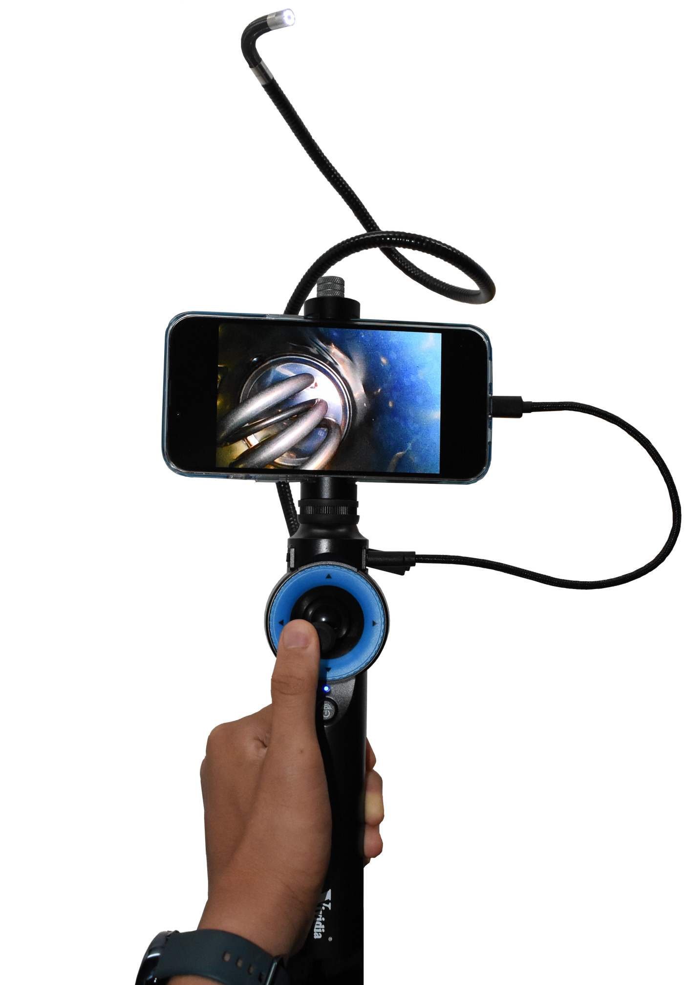 Vividia ME-910i Semi-rigid Gooseneck Joystick Articulating 1280x720 HD USB Inspection Camera Borescope Videoscope with 8.5mm (0.33") Diameter 0.74m (2.4ft) Long for iPhone iPad and Android Devices