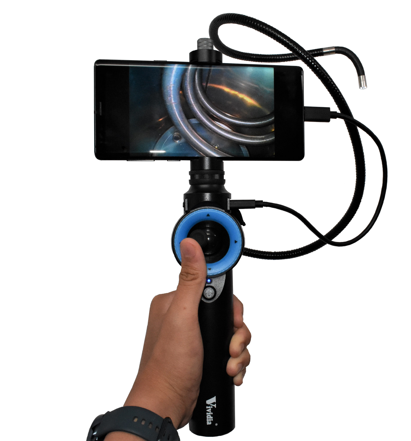 Vividia ME-910i Semi-rigid Gooseneck Joystick Articulating 1280x720 HD USB Inspection Camera Borescope Videoscope with 8.5mm (0.33") Diameter 0.74m (2.4ft) Long for iPhone iPad and Android Devices
