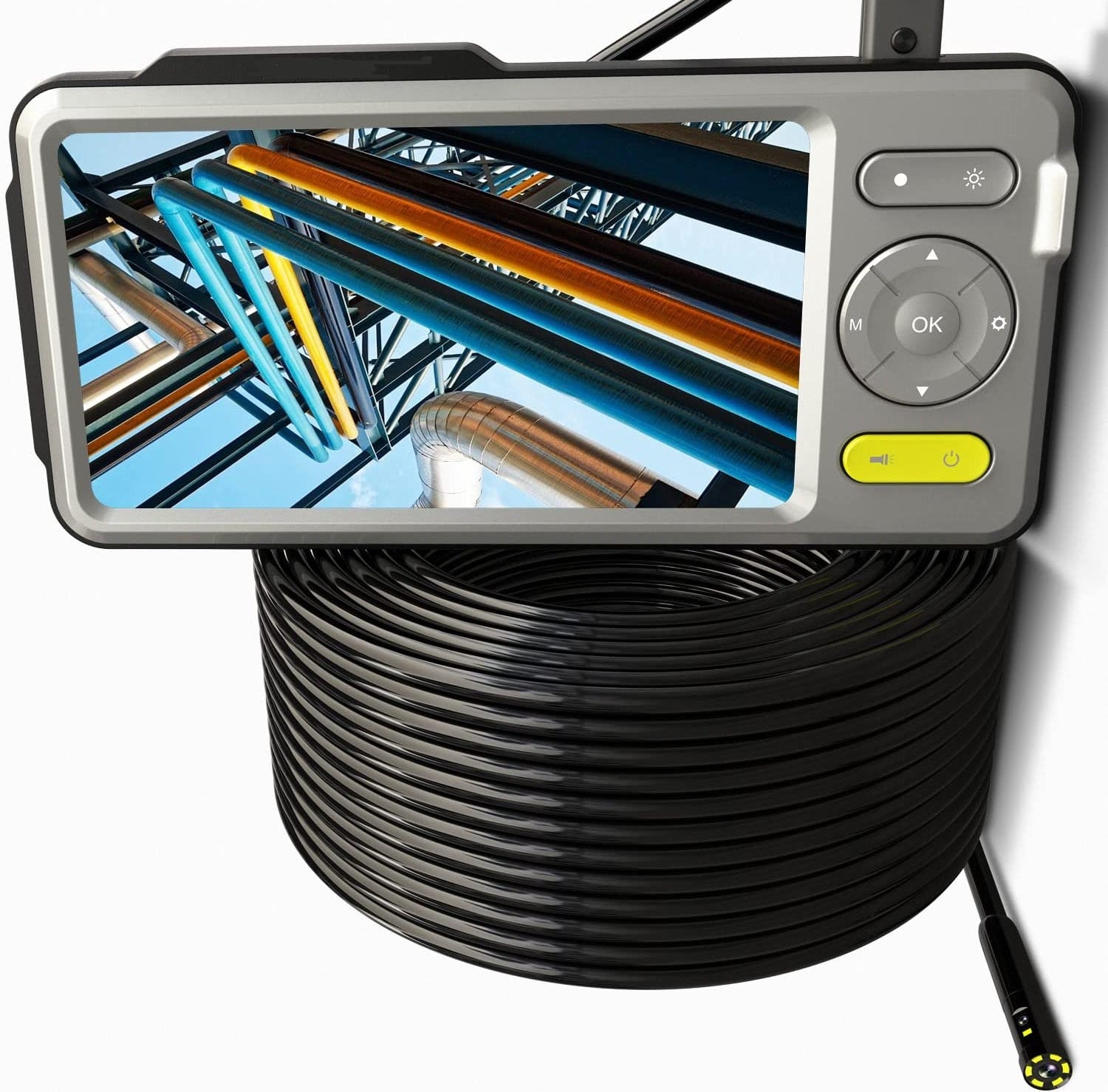 Vividia 15m long dual-camera video borescope with 8mm diameter and