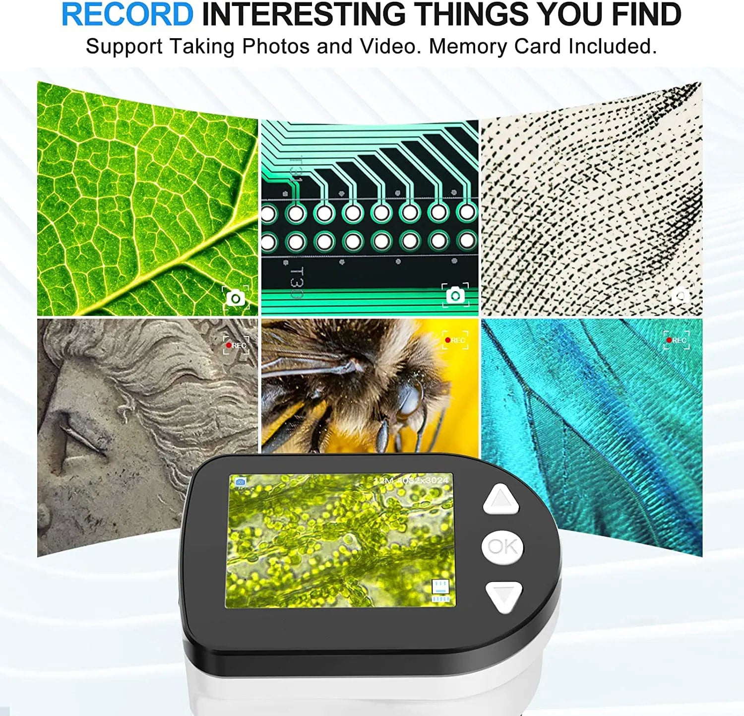 MM200 digital microscope is equipped with 2" LCD screen, white LED