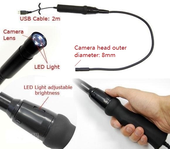 Caméra D'inspection, Caméra Endoscopique Légère, Objectif De 8 Mm De  Diamètre, Câble Flexible 5 V Pour Climatiseur
